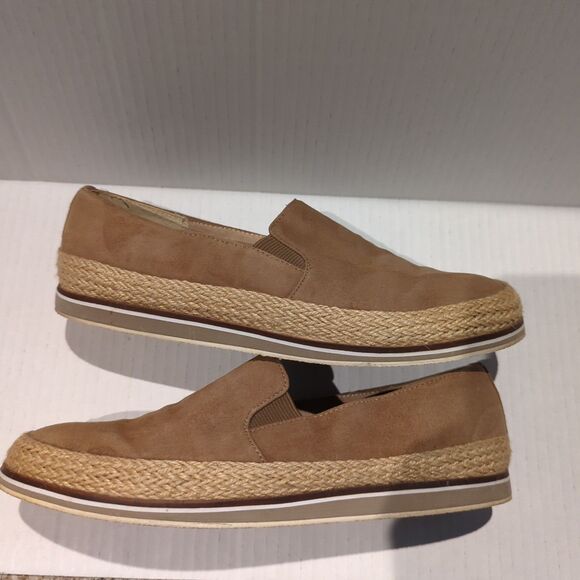 Lands End Lorel Espadrille Womens 7.5B Tan Suede Loafers Brown Slip On Beach - Picture 4 of 7